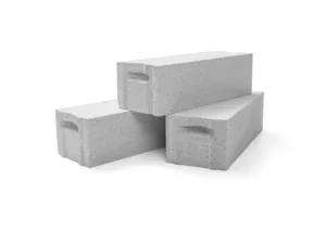Foamed lightweight concrete (aerated concrete block) isolated on white background, including clipping path