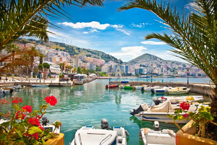 Saranda's city port  at ionian sea. Albania.