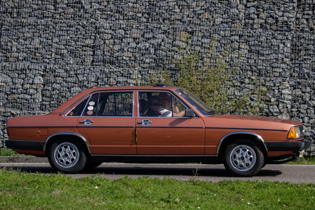 Ludwigsburg, Germany - April 8, 2018: Audi 100 5E oldtimer car at the 2018 Retro Season Opener meeting and show.