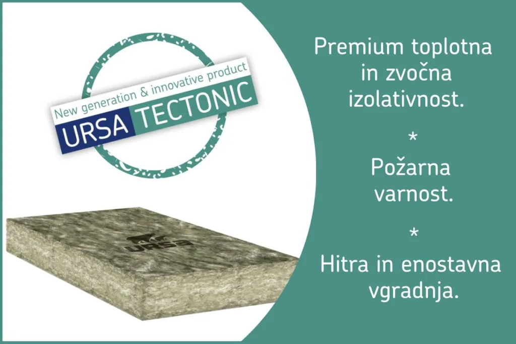 Ursa Tectonic. Premium toplotna in zvočna izolativnost. Požarna varnost. Hitra in enostavna vgradnja.