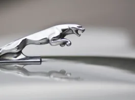 Gorizia, Italy - June 3, 2012: recognisable leaping cat bonnet ornament on a classic jaguar car.