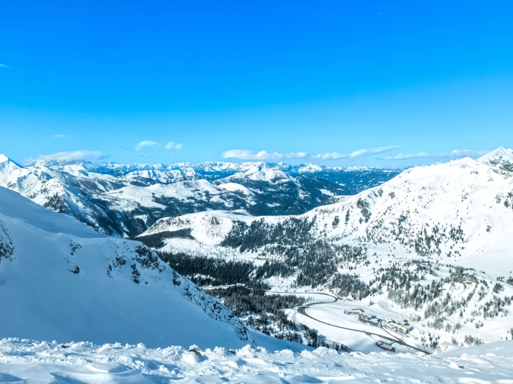 Panorama view from Obertauern, Salzburg area, Austria towards north-east (Schladming Tauern)